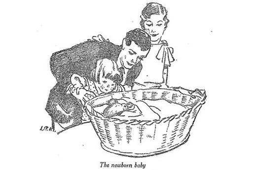 An illustration from the 1929 "Infant Care" handbook, published by the US Department of Labor's Children's Bureau.